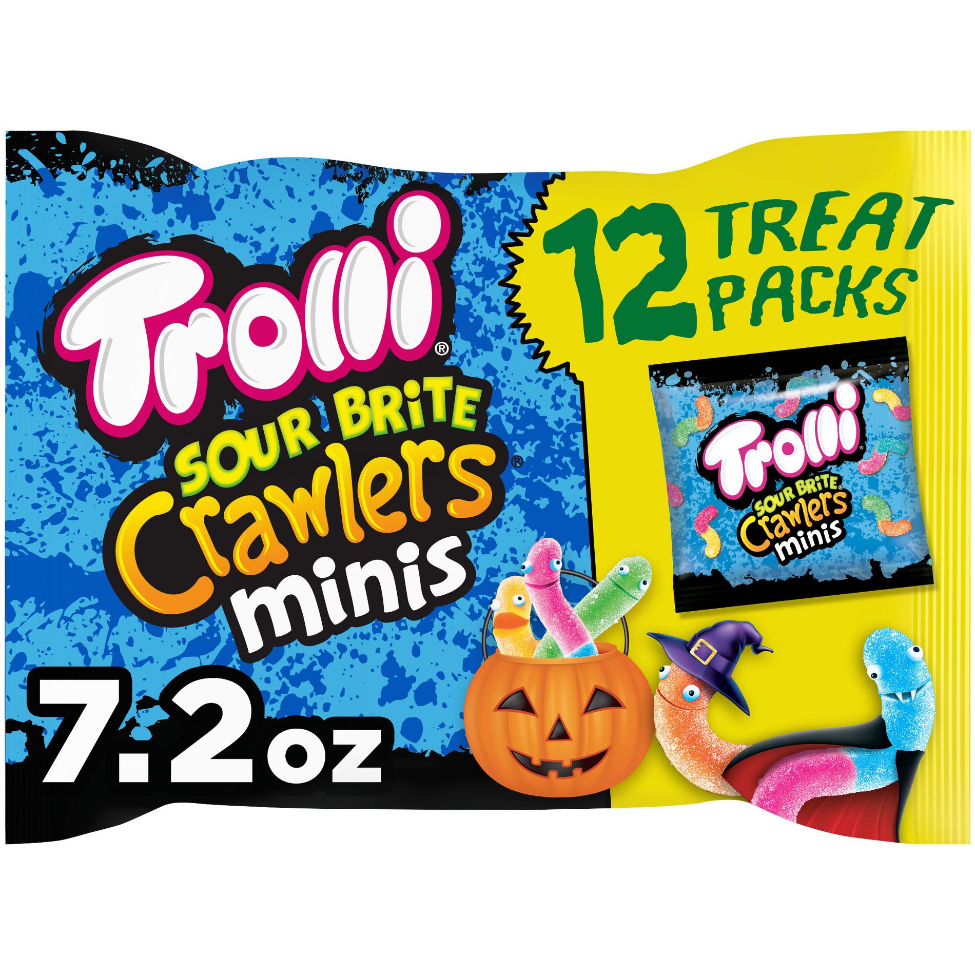 Trolli Halloween Sour Brite Crawlers Canduy Treat Size - 7.2oz