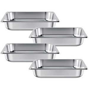 VEVOR 4 Pack Stainless Steam Hotel Pan, 1/2 Size Table Steam Pan, 2.5 InchDeep Anti Jam Restaurant Supplies Reusable Rustproof Catering Storage,Silver - 1 of 4