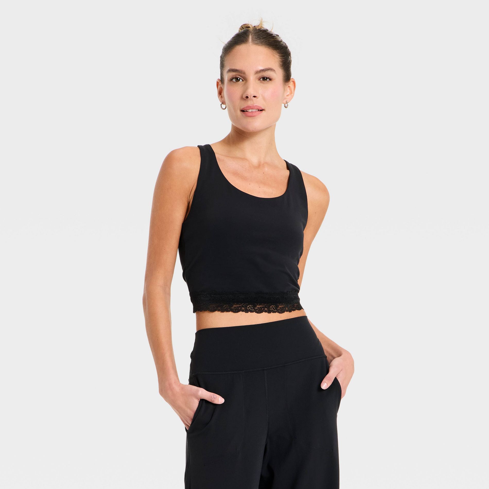 Women's Everyday Soft Lace Trim Racerback Tank Top - All In Motion™