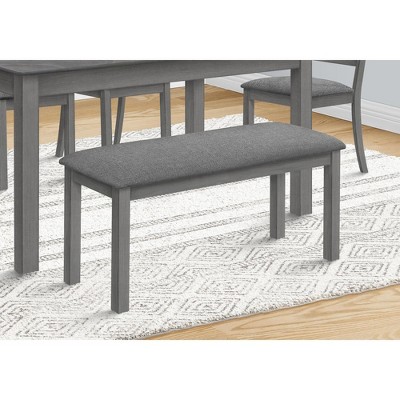Monarch Specialties Bench 42inch Rectangular Wood Upholstered Dining Room Kitchen Entryway Grey Transitional