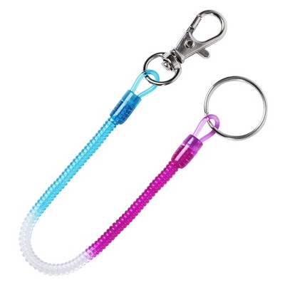 Unique Bargains Tri Colors Plastic Spiral Spring Coiled Lanyard Lobster  Clasp Clip Key Ring Chain 5.5 X 0.1 1 Pc : Target