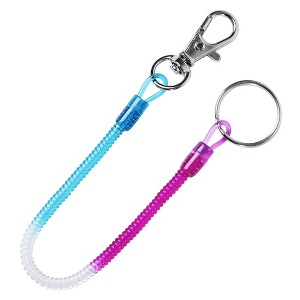Unique Bargains Tri Colors Plastic Spiral Spring Coiled Lanyard Lobster Clasp Clip Key Ring Chain 5.5" x 0.1" 1 Pc - 1 of 4