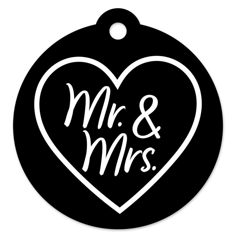 Big Dot of Happiness Mr. and Mrs. - Black and White Wedding or Bridal Shower Favor Gift Tags (Set of 20), 1 of 4