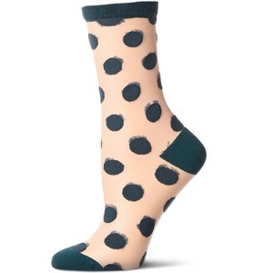 Memoi Women's Polka Dot Sheer Crew Socks - 1 of 4