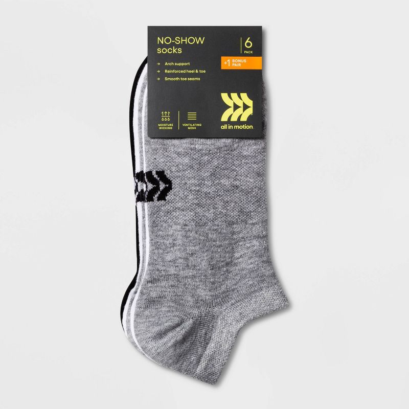Women's Extended Size Lightweight Active Mesh 6+1 Bonus Pack No Show Athletic Socks - All In Motion™ 8-12, 2 of 4