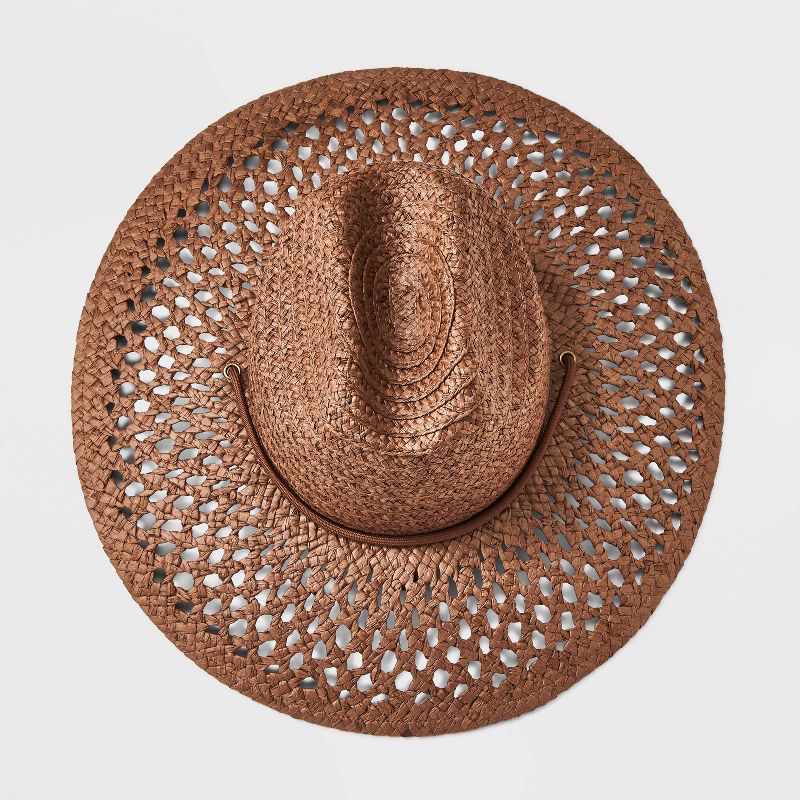 Paper Hand Woven and Braided Open Hole Pattern Rancher Hat - Universal Thread™, 4 of 6
