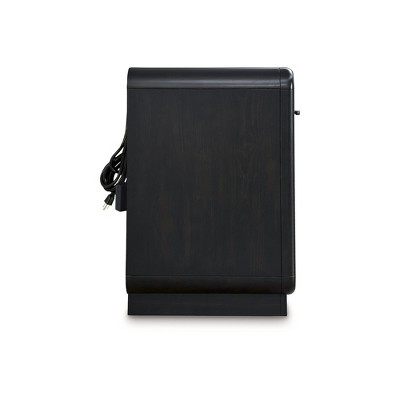 Black Modern Nightstand with LED Light and USB Ports