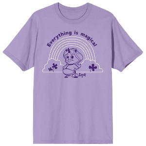 Skydance Animation's Luck movie Jeff The Unicorn Everything Is Magical Men's Purple Rose T-shirt - 1 of 3