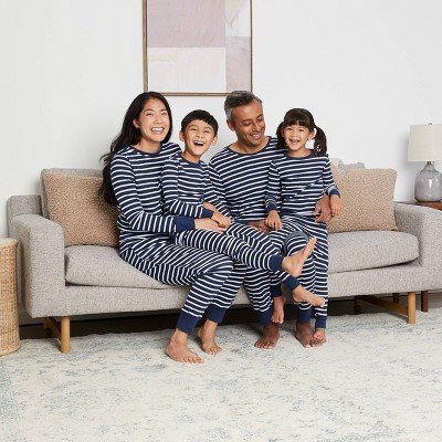 Navy Striped 100% Cotton Matching Family Pajamas Collection