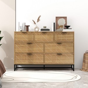 TIRAMISUBEST 7-Drawer Dresser - Modern Wood Storage Cabinet w/ Metal Base, Walnut Finish for Bedroom & Living Room - 1 of 4