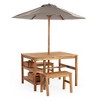 Martha Stewart Kids Outdoor Craft Table, 2 Benches & Umbrella Set: Acacia Wood Activity Desk w/ Storage, Kids Play Table & Bench for Backyard, Garden - 2 of 4