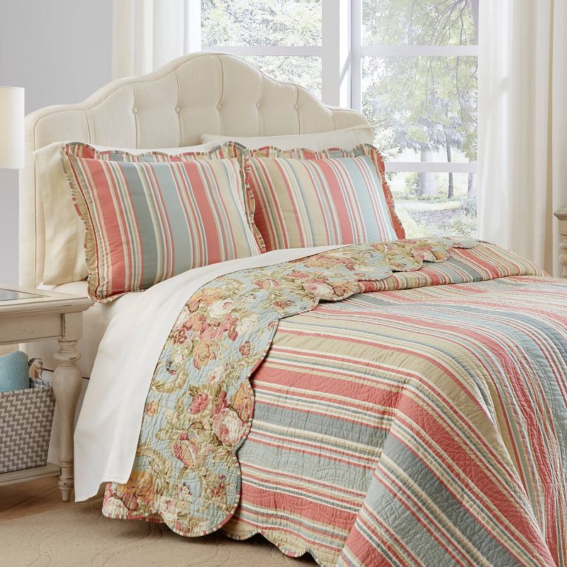 Floral Stripe Spring Bling Bedspread Set 3pc - Waverly&#174;, 6 of 8