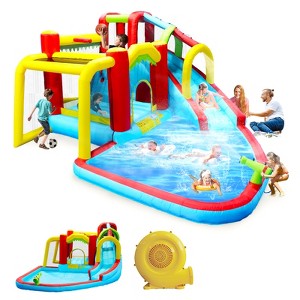 VisioGear Inflatable Water Parks, 7 in 1 Inflatable Bounce House with Splash Pool and Climbing Wall, Multicolored, 177"*137"*94.4" - 1 of 4