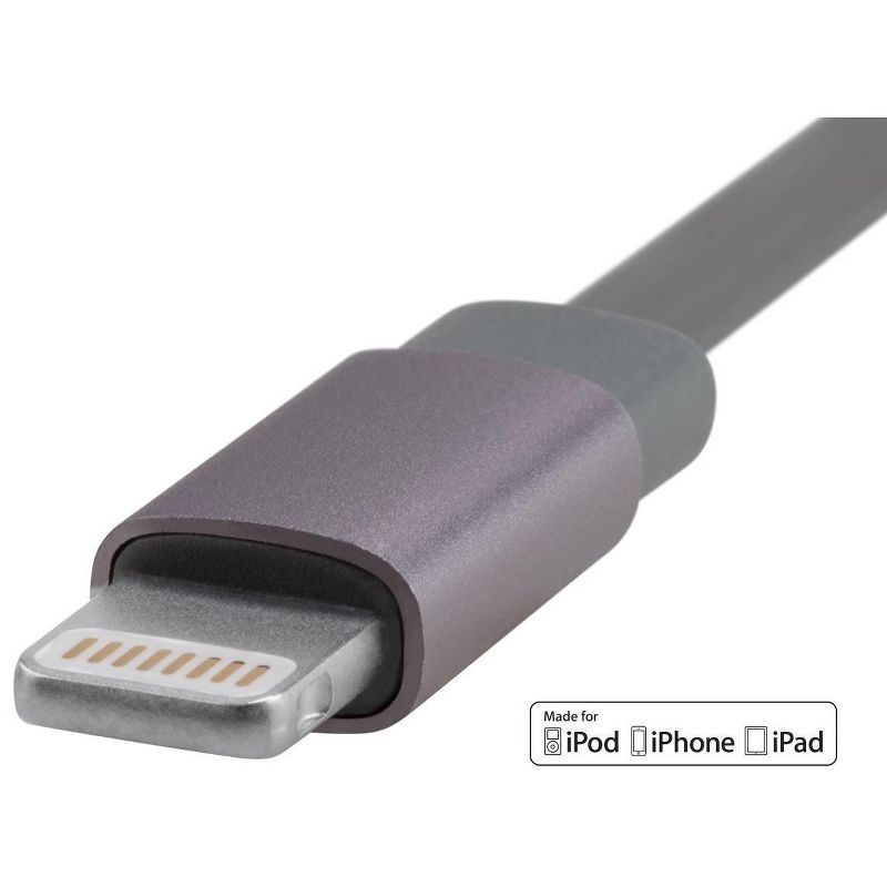 Monoprice Apple MFi Certified Flat Lightning to USB Charge & Sync Cable - 4 Feet - Gray | Compatible With iPhone X, 8, 8 Plus, 7, 7 Plus, 6, 6 Plus,, 3 of 7