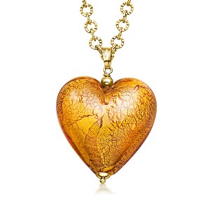 Ross-Simons Italian Amber-Colored Murano Glass Heart Necklace With