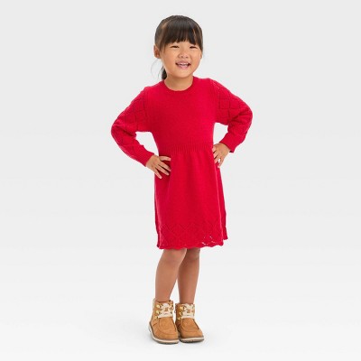 Toddler Girls' Crewneck Sweater Dress - Cat & Jack™ Red 18m : Target