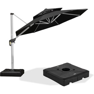 PURPLE LEAF 10/11/12/13ft Outdoor Patio Cantilever Umbrella with Base Offset Umbrella 360 Degree Rotation Round Umbrella for Deck Pool Garden - 1 of 4