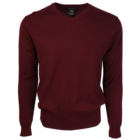 Marquis Men's Burgundy Big & Tall Fit Solid V-neck Cotton Sweater ...