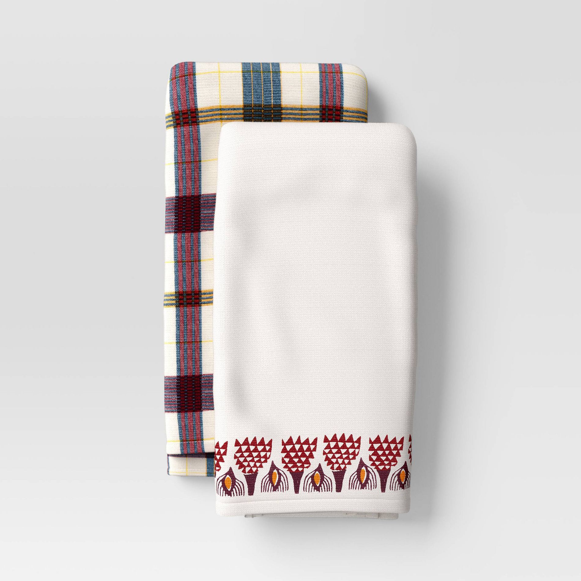2pk Tea Towel Set Red Boarder - Threshold™