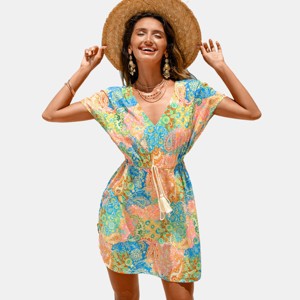 Women's Paisley Print Beach Cover Up Dress - Cupshe - 1 of 4