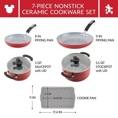 Red Aluminum Disney Nonstick 7-Piece Cookware Set