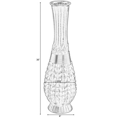 Antique Fluted Metallic Brown Bamboo Floor Vase with Aged Finish