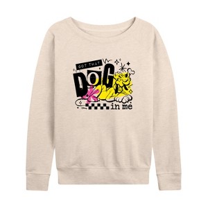Women's - Disney - Got That Dog In Me Lightweight French Terry Wide Neck Long Sleeve Shirt - 1 of 4