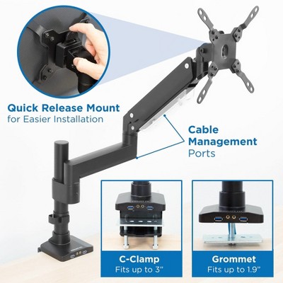 Heavy Duty Adjustable Monitor Desk Mount with USB Ports