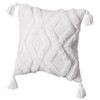 16" Handwoven Cotton Throw Pillow Cover with White Tufted Patterns and Tassel Corners, with Insert - 2 of 4