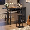 Bestier 3 Piece Bar Dining Pub Table and Chairs Set with Storage Shelves Counter Height Home Kitchen - 2 of 4