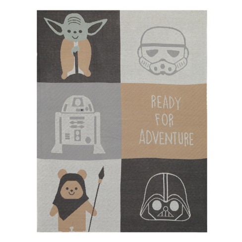 Yoda/Ewok/R2-D2/Vader Lambs & Ivy Star Wars The Force Knit Baby Blanket 