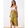 INSPIRE CHIC Women's Tropical Floral Print Ruffle Self-Tie Knot Split Beach Wrap Midi Skirt - 2 of 4