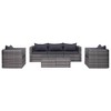 vidaXL Sofa Set Grey PE Rattan, Powder-Coated Steel, Glass Medium - 2 of 4