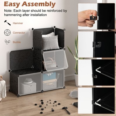 Black Metal and Plastic 12-Cube Shoe Rack Organizer