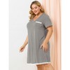 Women's Plus Size Pajamas Polka Dots  Lace Trim V Neck Short Sleeve Lounge Midi Nightgowns with Pocket - Agnes Orinda - 4 of 4
