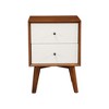 Alpine Furniture,Flynn 2 Drawer Two Tone Nightstand, Acorn/White - 3 of 4