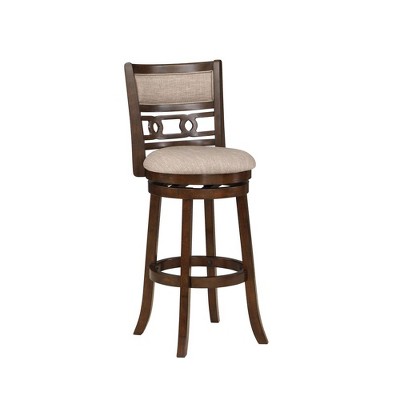New Classic Furniture, Gia 29" Solid Wood Swivel Bar Stool with Fabric Seat in Cherry, Red