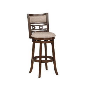 New Classic Furniture, Gia 29" Solid Wood Swivel Bar Stool with Fabric Seat in Cherry, Red - 1 of 4