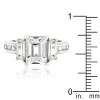 Slickblue Women's Emerald Cut Triplet Engagement Ring, Clear CZ with Rhodium Plating, Size 5-10 - 3 of 4
