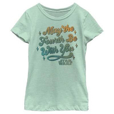 Girl's Star Wars May The Fourth Be With You Retro Logo T-shirt : Target