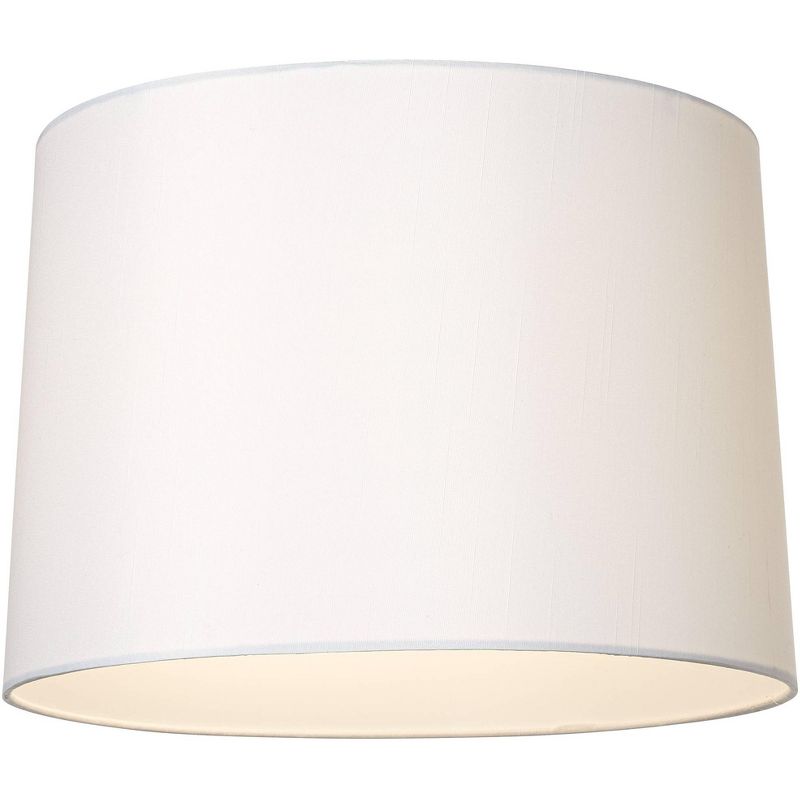 Brentwood White Fabric Medium Hardback Lamp Shade 13" Top x 14" Bottom x 10" High (Spider) Replacement with Harp and Finial, 5 of 9