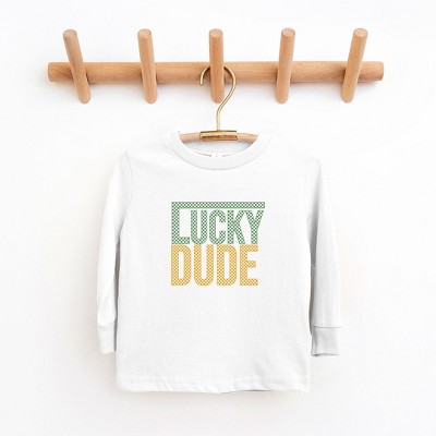 The Juniper Shop Block Checkered Lucky Dude Toddler Long Sleeve Tee