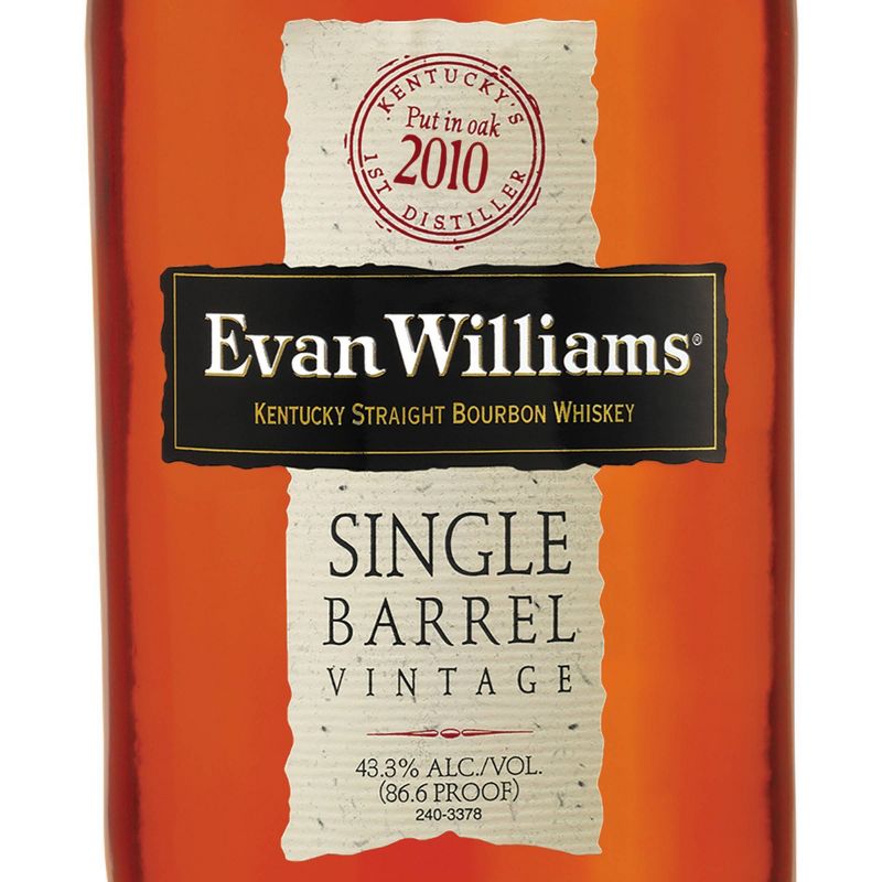 Evan Williams Single Barrel Bourbon Whiskey - 750ml Bottle, 4 of 6