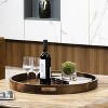 KINWELL Round Black Walnut Wood Serving Tray Ottoman Tray with Handles - 3 of 4