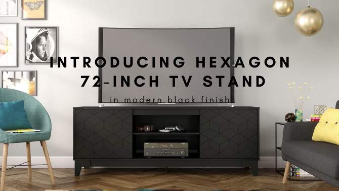 Hexagon TV Stand for TVs up to 72&#34; Black - Nexera, 2 of 8, play video