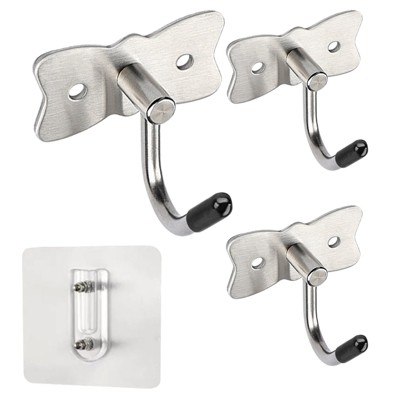 Phiestina Butterfly-Style Hanging Hooks, Bathroom & Wardrobe Door-Mounted Hooks, 3-Pack