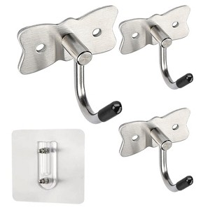 Phiestina Butterfly-Style Hanging Hooks, Bathroom & Wardrobe Door-Mounted Hooks, 3-Pack - 1 of 4
