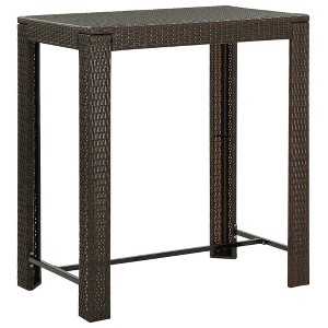 vidaXL Bar Table Brown PE Rattan Counter Height Durable Bar Table - 1 of 4