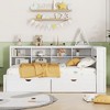 Twin/Full Size Wooden Daybed with 2 Drawers/Trundle, Storage Shelf and USB Charging Ports, 4Q -ModernLuxe - 2 of 4