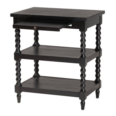 Imogene Black Wood End Table with Turned Legs